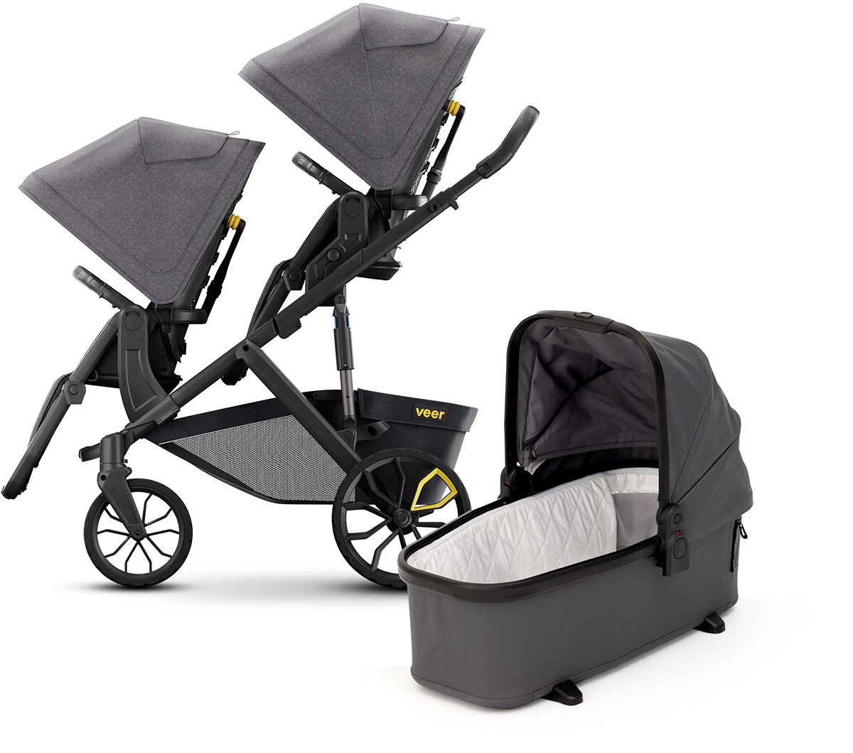 Veer Switch&Roll Double Stroller + Bassinet Bundle