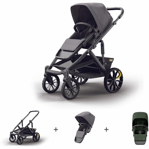 Veer Switch&Roll Luxe Single-to-Double Stroller + Color Kit Luxe Bundle - Green Jasper