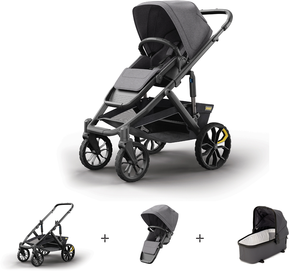 Veer Switch&Roll Single-to-Double Stroller + Bassinet Bundle