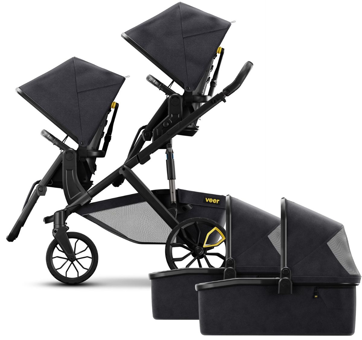 Veer Switch&Roll Twin Double Stroller + Bundle