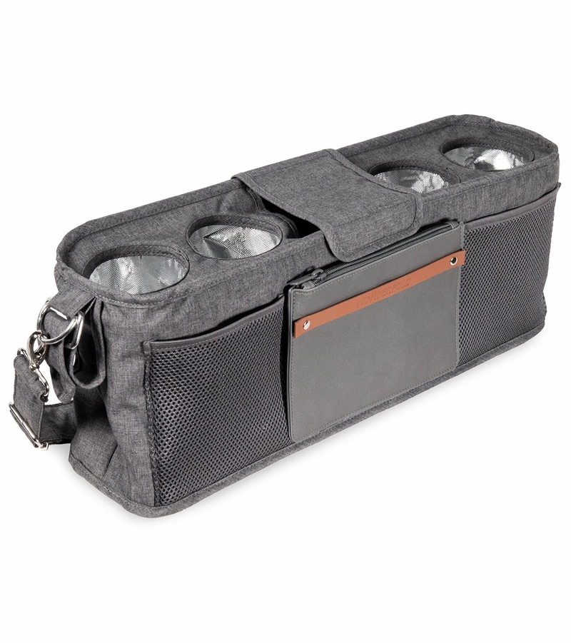 WonderFold Large Parent Console with 4 Insulated Cup Holders Gray