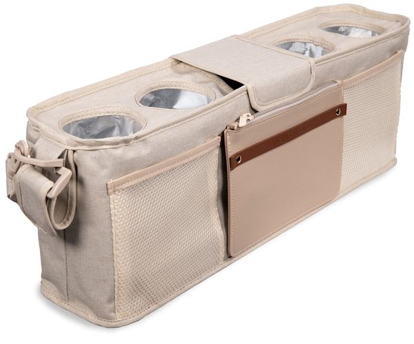 Wonderfold Large Parent Console with Insulated Cup Holders - Beige
