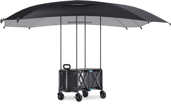 WonderFold S5 Convertible Utility Wagon + Canopy Bundle - Black