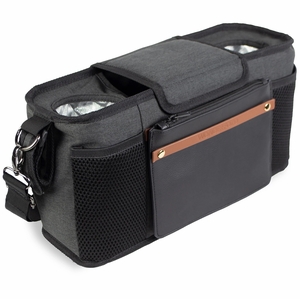 WonderFold Small Parent Console with 2 Insulated Cup Holders - Volcanic Black