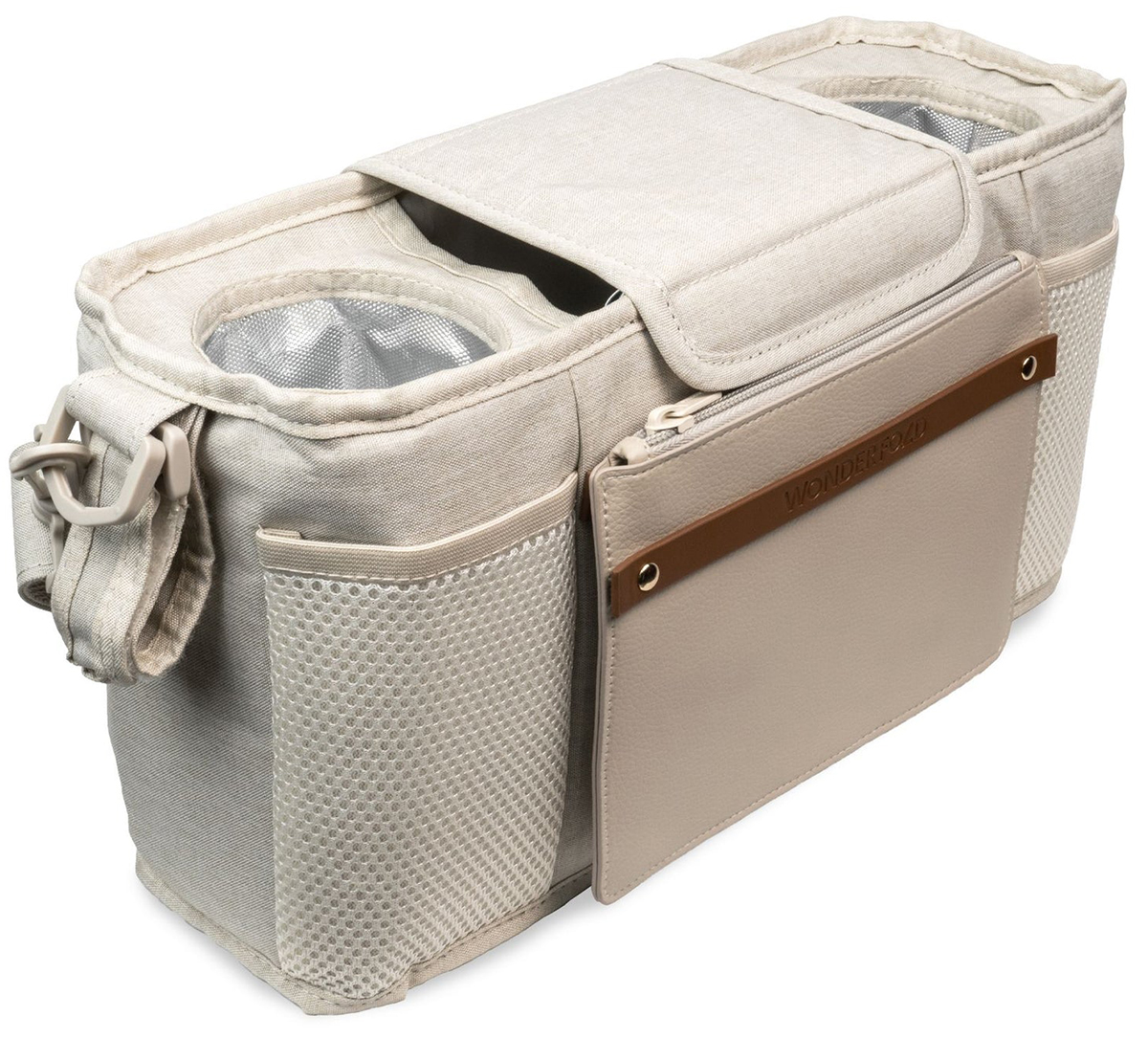 Wonderfold Parent Console with Insulated Cup Holders - Beige
