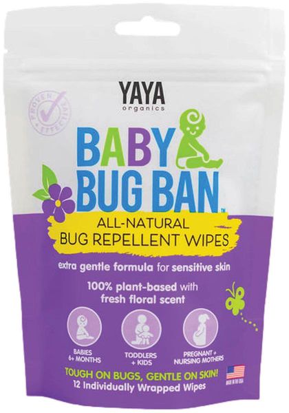 Yaya Organics Baby Bug Ban Repellent Wipes - 12 pack