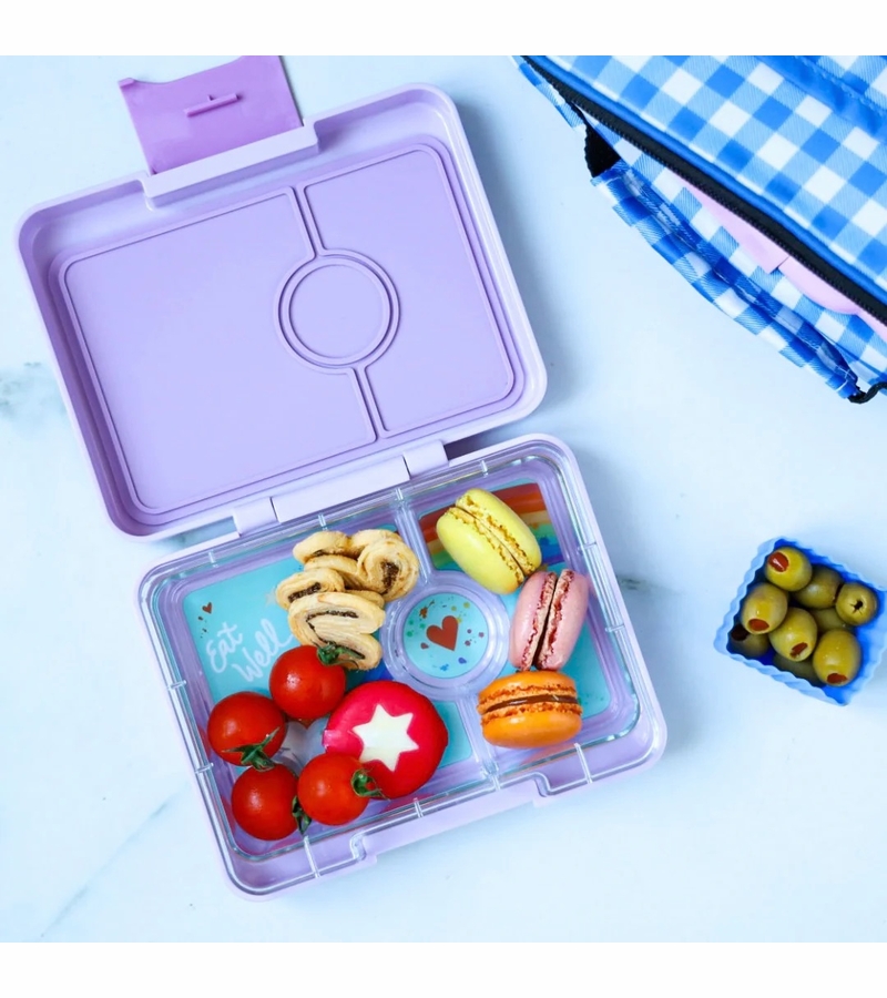 Yumbox Leakproof Bento Snack Box, 3 Compartment Lulu Purple / Rainbow