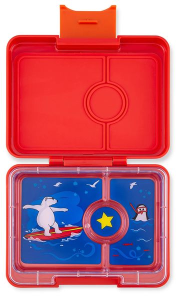 Yumbox Leakproof Bento Snack Box, 3 Compartment - Roar Red / Polar Bear