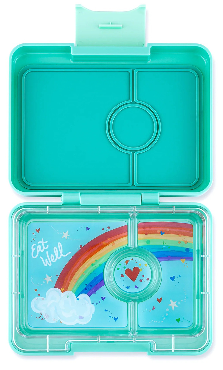 Yumbox Leakproof Bento Snack Box, 3 Compartment - Tropical Aqua / Rainbow