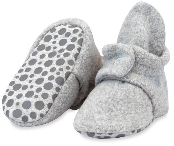Zutano Cozie Fleece Gripper Baby Bootie - Heather Gray, 12m