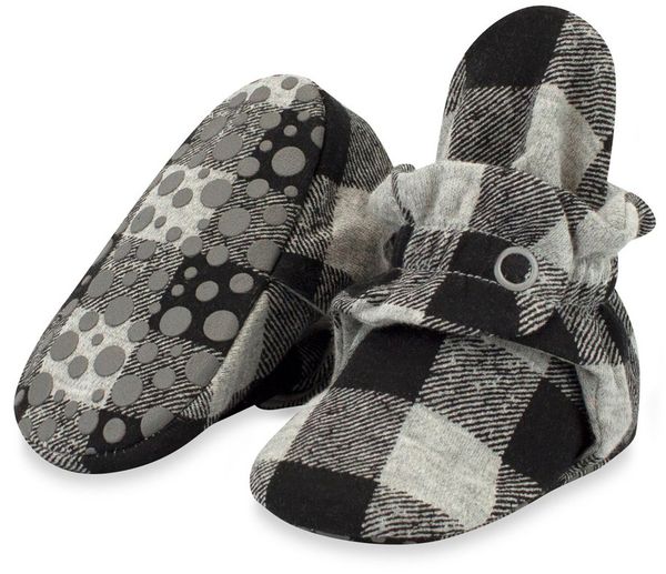Zutano Organic Cotton Gripper Baby Bootie - Buffalo Check, 3m