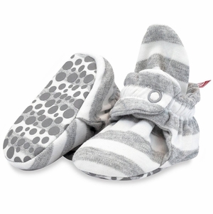 Zutano Organic Cotton Gripper Baby Bootie - Heather Stripe, 6m