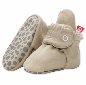 Zutano Organic Cotton Gripper Baby Bootie - Khaki, 12m