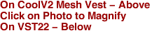 On CoolV2 Mesh Vest - Above

Click on Photo to Magnify

On VST22 - Below