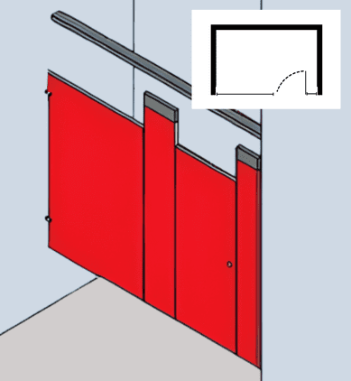 134 Alcove - Ceiling Hung - Powder Coated Metal Partitions