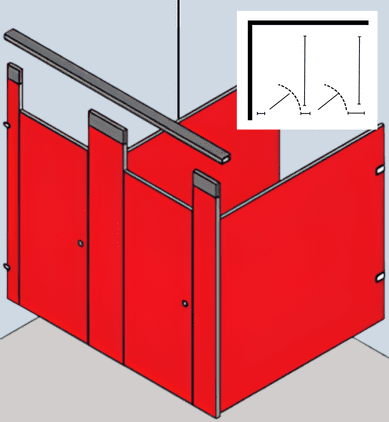 241 Floor-to-Ceiling, In-A-Corner Stainless Steel Restroom Stall