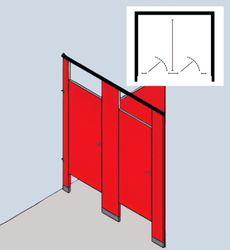 414 Alcove - Floor Mounted / Overhead Braced - Solid Plastic / Polymer Partitions