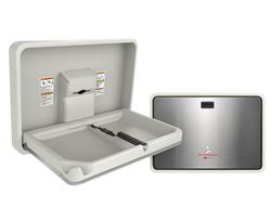 Horizontal Cream Plastic Baby Changing Station with Stainless Steel Door