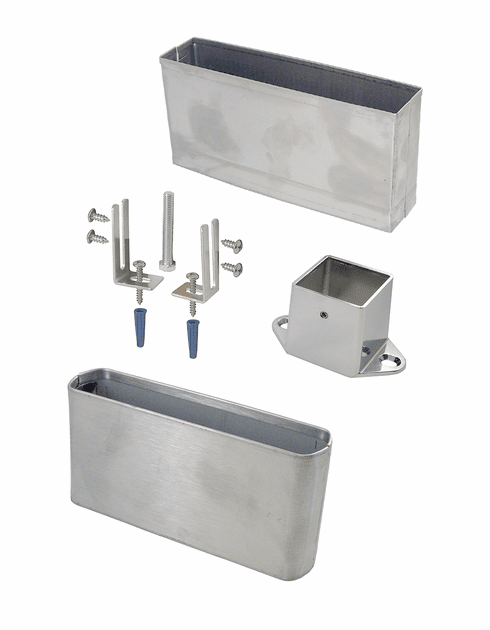 Prime-Line 658-3009-10 Pilaster Shoe – 10 Inch, 22 Gauge Stainless Steel, Satin Finish, Oval End, For Restroom Partitions