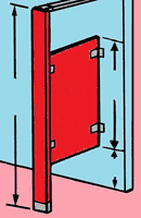 Solid Polymer Urinal Screen - Overhead Braced