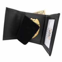 Smith & Warren Dress Leather Single ID Recessed Badge Tri-Fold Wallet