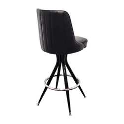 Black Channeled Back Bar Stool