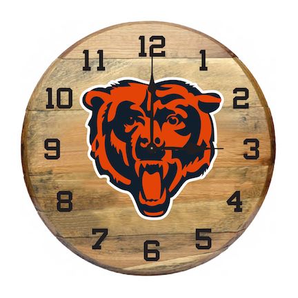 Chicago Bears Oak Barrel Clock