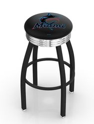 Miami Marlins Black Diner Swivel Stool