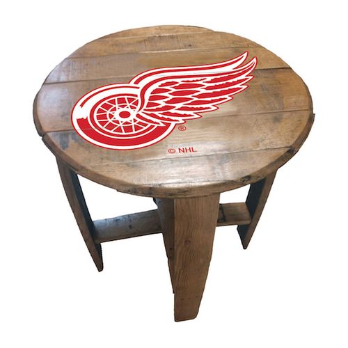 Detroit Red Wings Oak Barrel Table