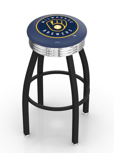 Milwaukee Brewers Black Diner Swivel Stool