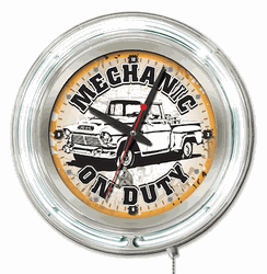 Mechanic On Duty Neon Clock 15