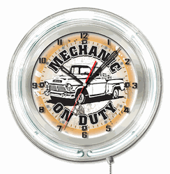 Mechanic On Duty Neon Clock 19
