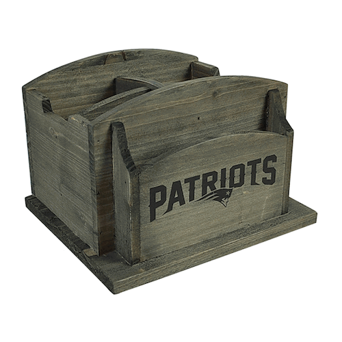 New England Patriots Rustic Wood Desk Organizer