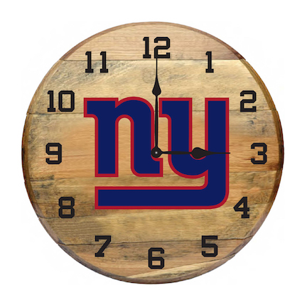 New York Giants Oak Barrel Clock