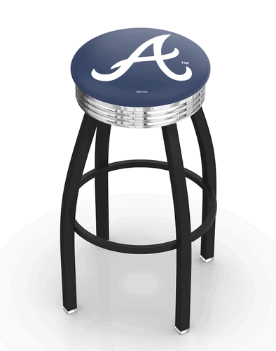 Atlanta Braves Black Diner Swivel Stool