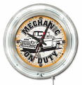 Mechanic On Duty Neon Clock 15