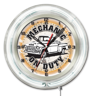 Mechanic On Duty Neon Clock 19