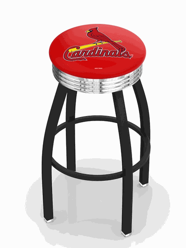 St Louis Cardinals Black Diner Swivel Stool