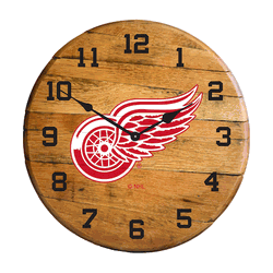 Detroit Red Wings Oak Barrel Clock