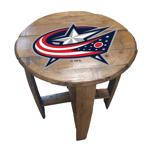 Columbus Blue Jackets Oak Barrel Table