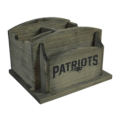 New England Patriots Rustic Wood Desk Organizer
