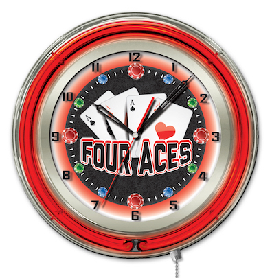 4 Aces Neon Clock 19