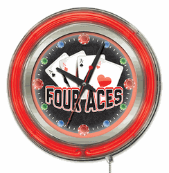 4 Aces Neon Clock 15