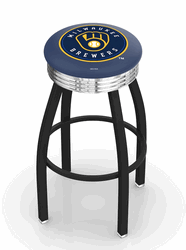Milwaukee Brewers Black Diner Swivel Stool