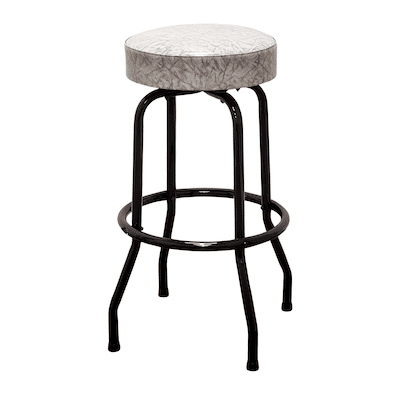 Grey Retro Black Frame Swivel Bar Stool