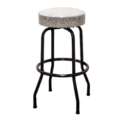 Grey Retro Black Frame Swivel Bar Stool