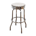 Grey Retro Chrome Pan Swivel Stool