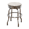 Grey Retro Chrome Pan Swivel Stool