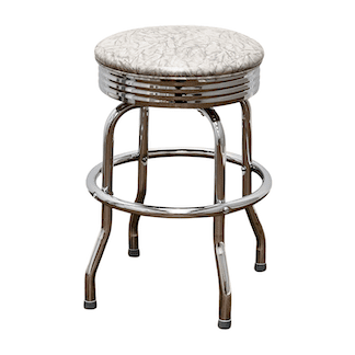 Grey Retro Chrome Pan Swivel Stool