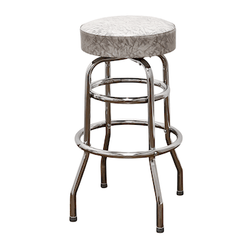 Grey Retro Chrome Swivel Bar Stool